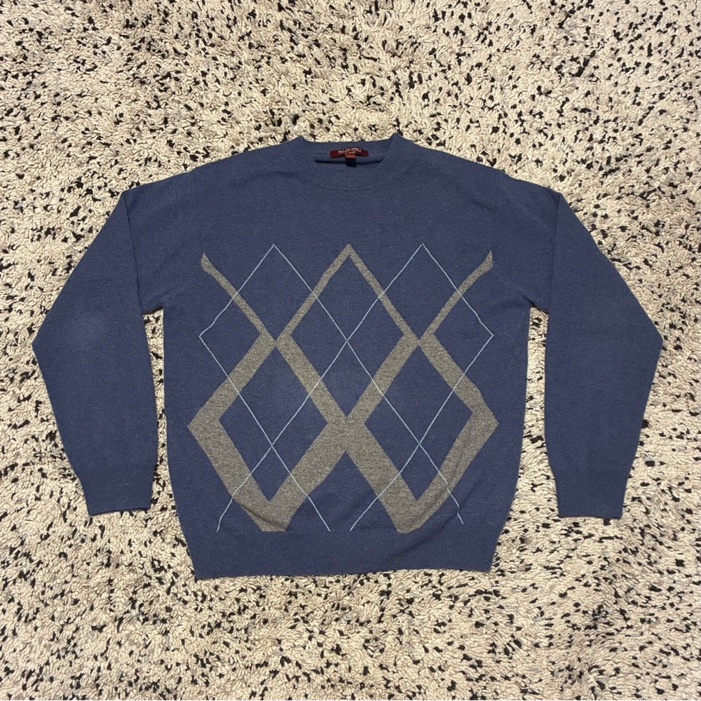 Murano Men’s Merino Wool Long Sleeve Patterned Pullover - Sz L